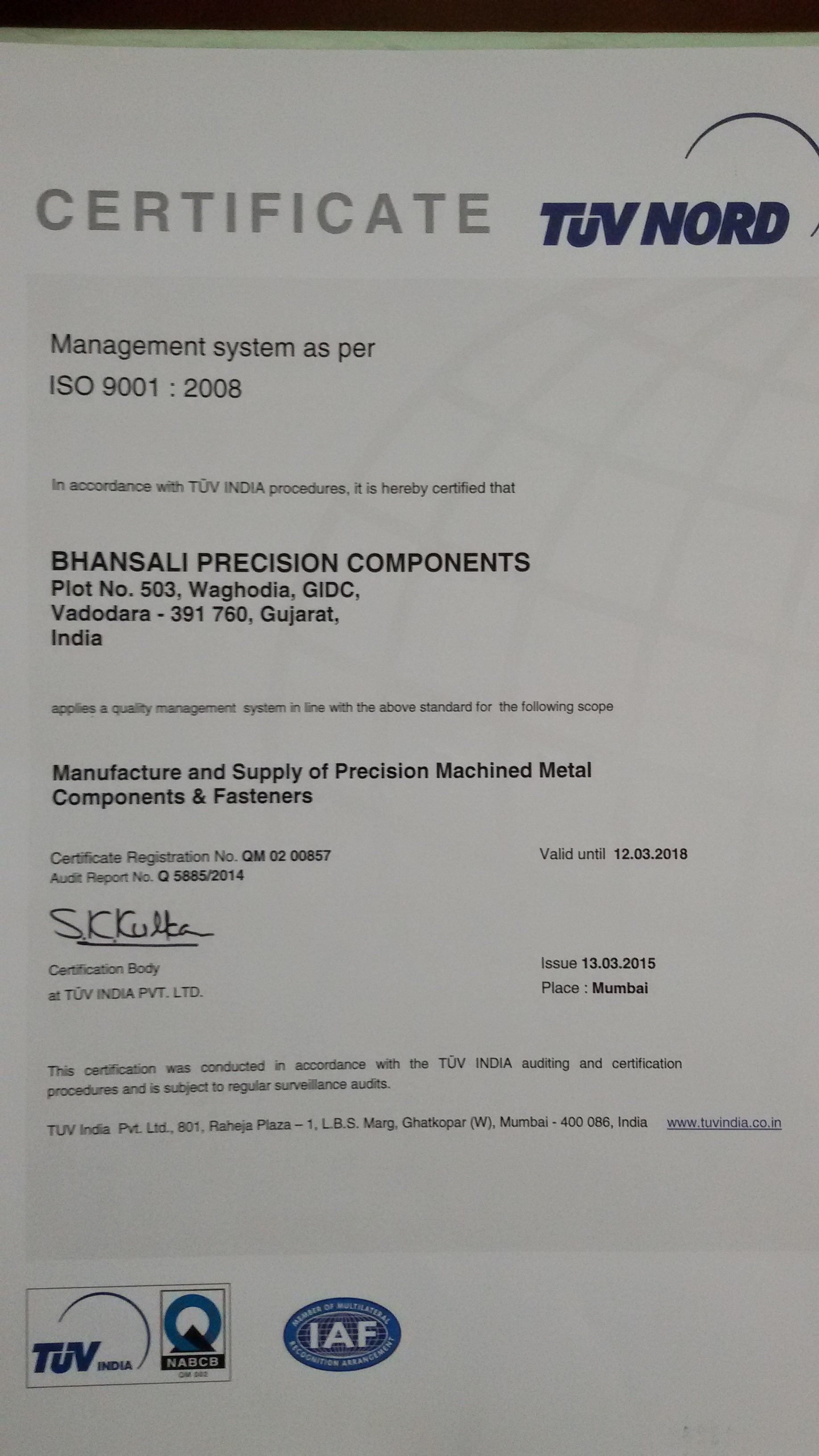 BPC-ISO Certificate
